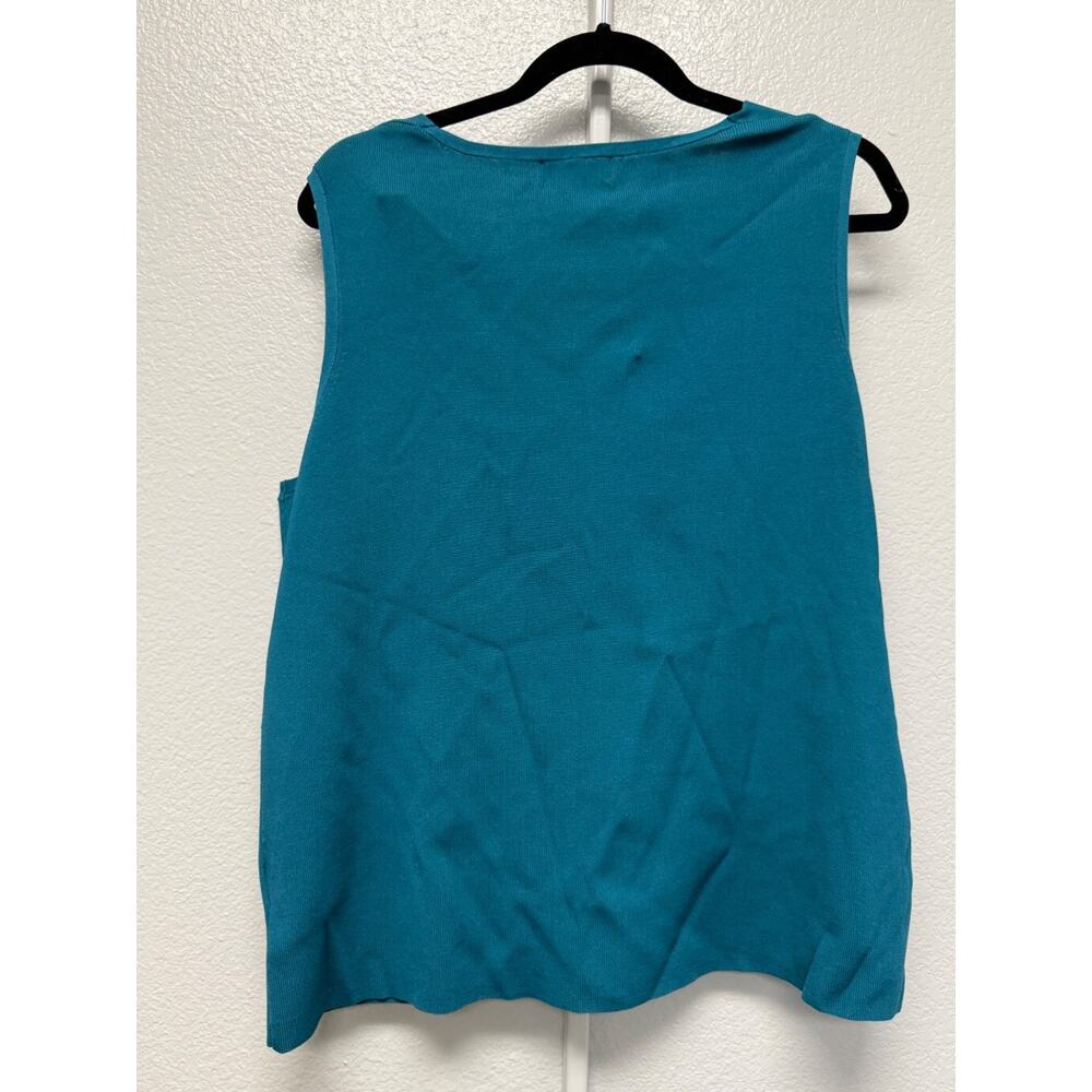 Worthington Teal Preppy V Neck Stretch Knit Sleeveless Sweater Blouse Size 3X - Picture 6 of 6